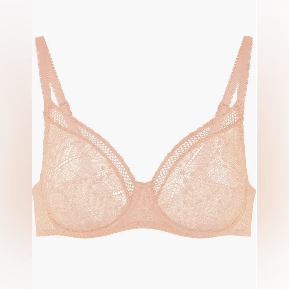 Simone Perele Lace Underwire Bra in Blush Peach